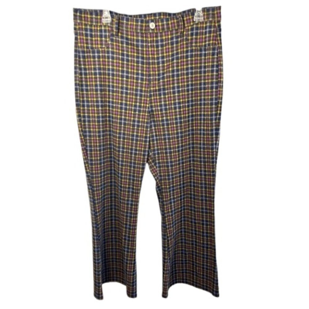 American Eagle Flared Brown Plaid Pants Size 16 Short